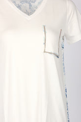 Vedi Minimalist V Yaka Kısa Kol Kadın Bluz - Günlük Şıklık